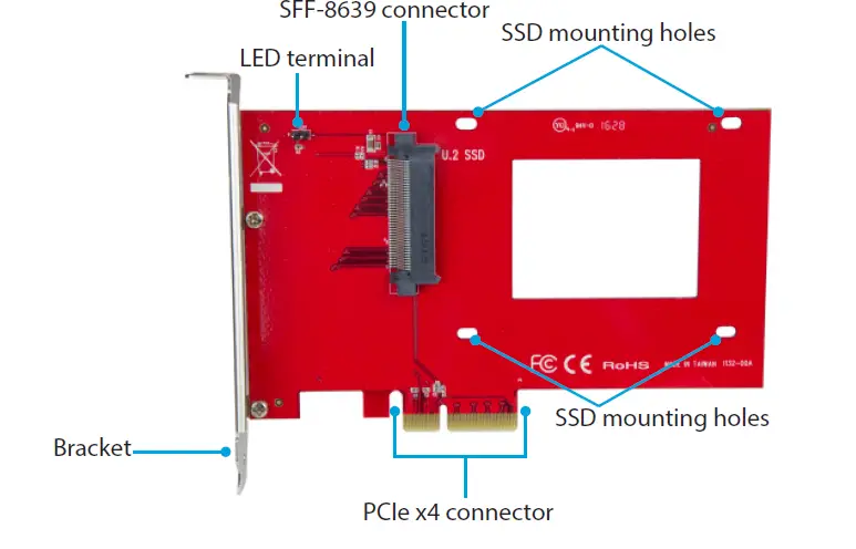 StarTech Com PEX4SFF8639 U.2 (SFF-8639) Drive to PCIe Host Adapter FIG (1)