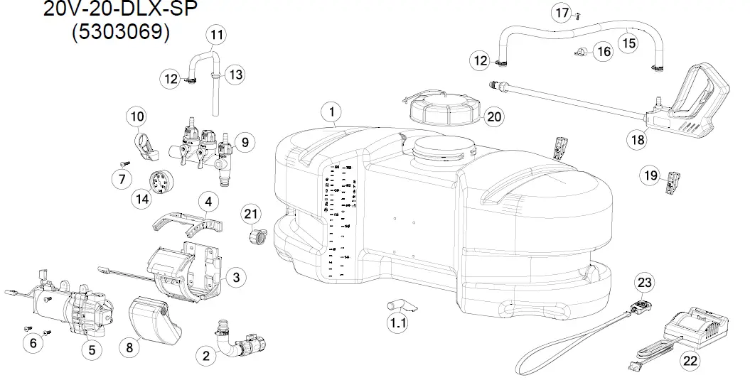 VOLT EDGE 20V-20-DLX-SP 20 Gallon Lawn and Garden Spot Sprayer 11