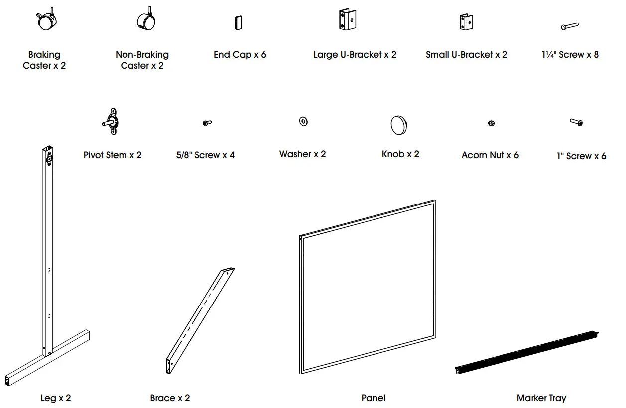 ULINE Mobile Dry Erase Board - Parts