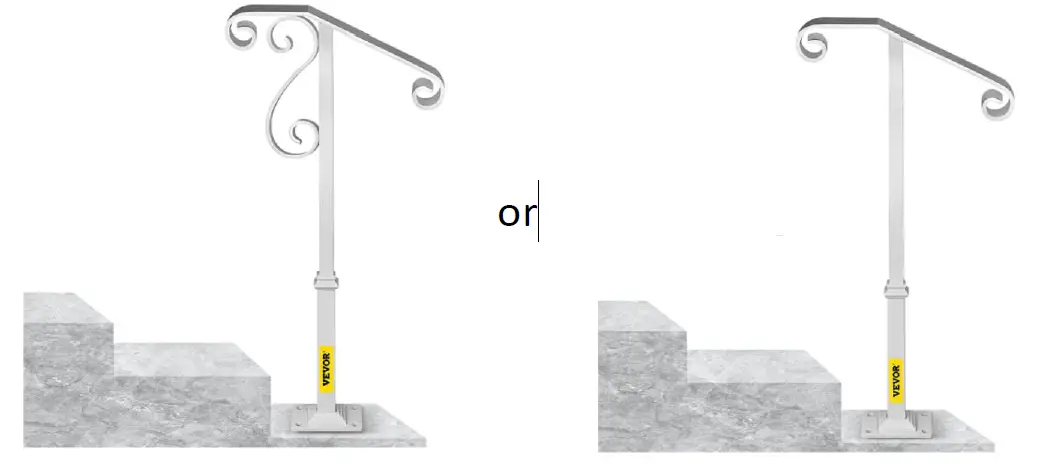 VEVOR LTFSBSDDZJSFS0001V0 Single Post Handrail Wrought Iron Handrail Fits