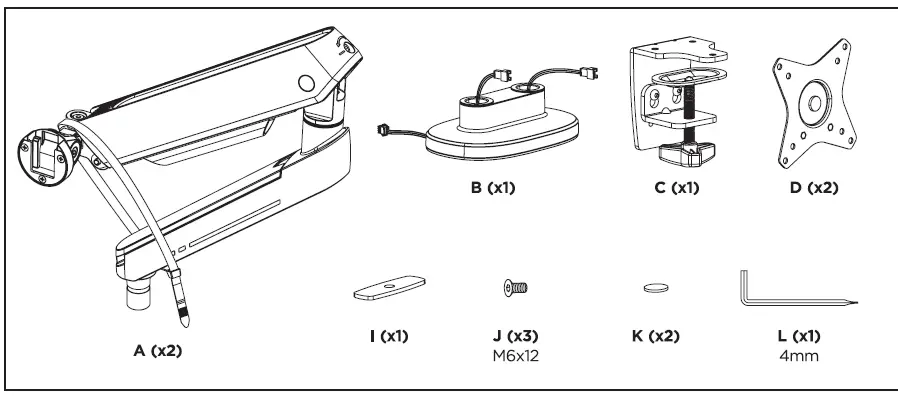 GAM-135-W Dual Monitor Arm Deltaco Gaming White Line-fig-1