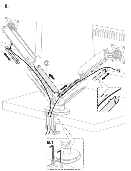 GAM-135-W Dual Monitor Arm Deltaco Gaming White Line-fig-13