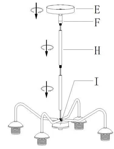 ZEVNI A04588 Mafia 4 Light Gold Transitional Chandelier Instruction Manual - According to your desired hanging height