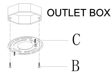 ZEVNI A04588 Mafia 4 Light Gold Transitional Chandelier Instruction Manual - Attach mounting plate