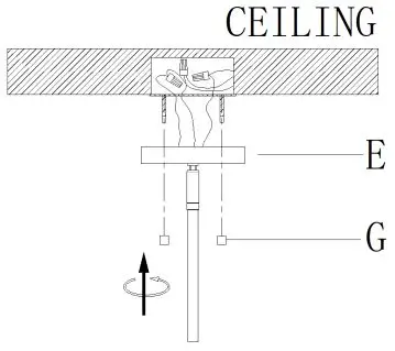 ZEVNI A04588 Mafia 4 Light Gold Transitional Chandelier Instruction Manual - Raise canopy