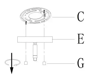 ZEVNI A04588 Mafia 4 Light Gold Transitional Chandelier Instruction Manual - Unscrew knob nuts