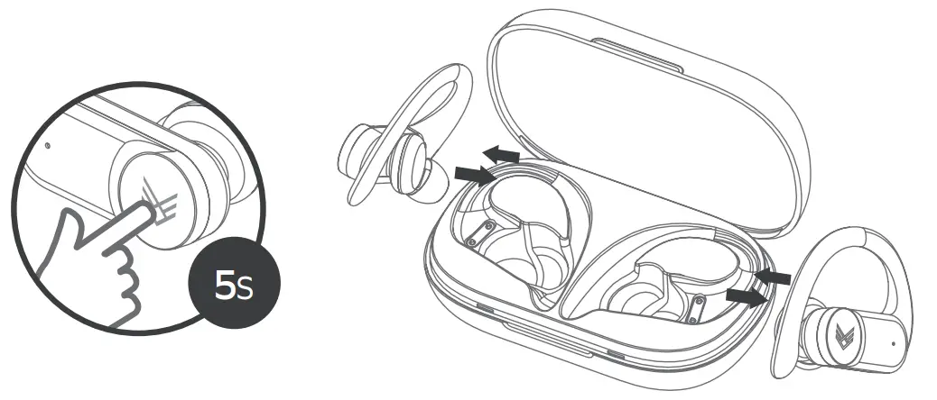 audeeo AOESCAPE Sport True Wireless Earphones - turn ON