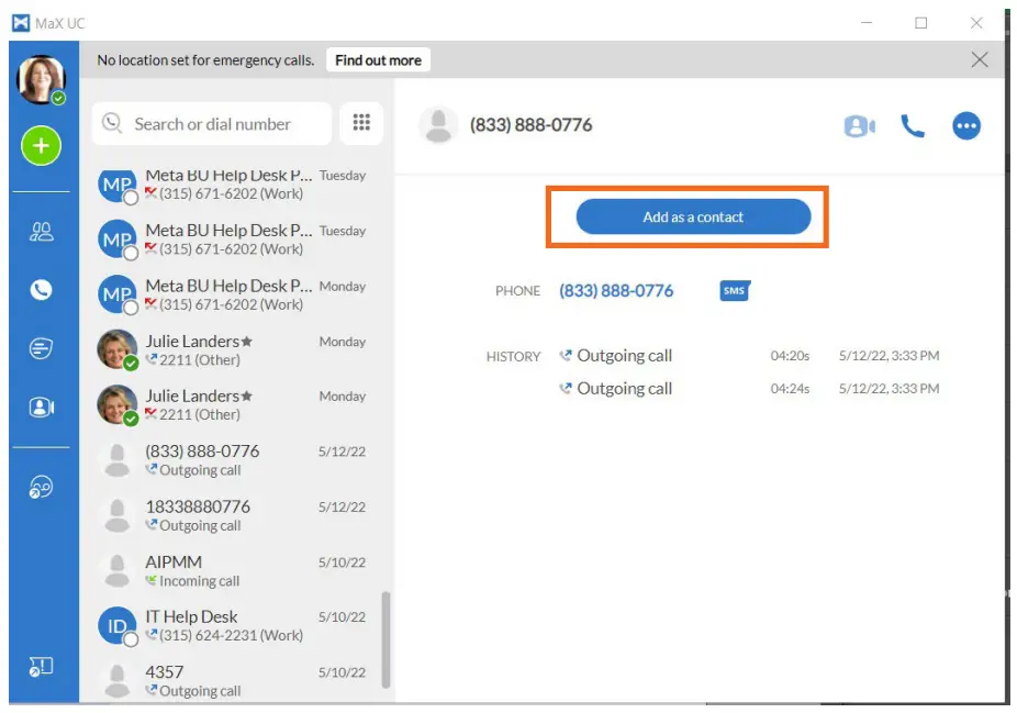 Northland MaX UC Desktop Softphone Application - HISTORY TAB 1
