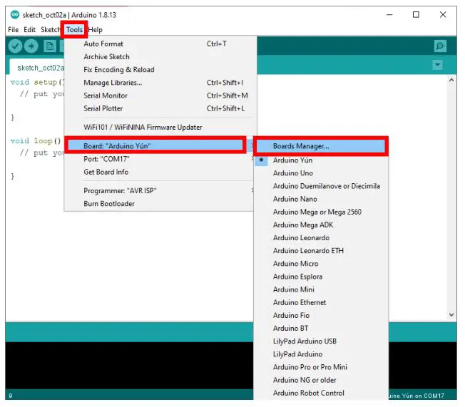 JOY-iT SBC-ESP32-Cam Camera Module - Now go to Tools - Board - Boards Manager