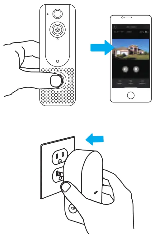 EKEN V8 Video Doorbell - plugged