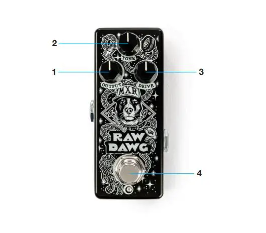 MXR EG74 Raw Dawg Overdrive Eric Gales Signature - External Controls