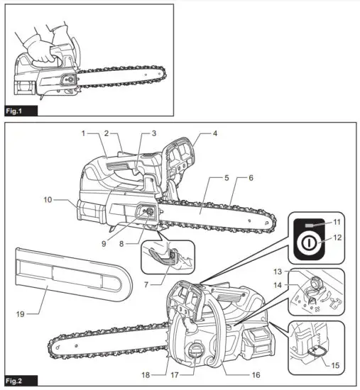 makita UC002G Cordless Chain Saw - fig 1