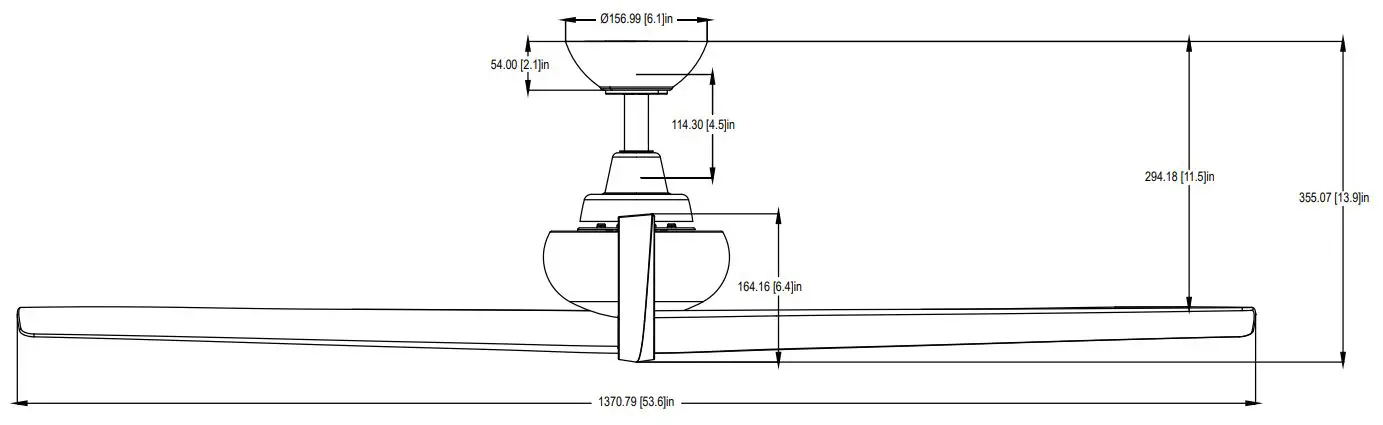 Parrot Uncle BBCPD1704C2 Ceiling Fan User Guide - Size of Product
