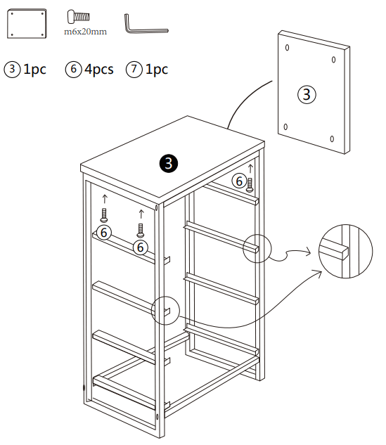 thdstatic HW61420BK 4 Drawer Storage Cabinet - 6