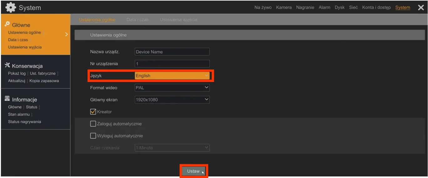 NOVUS NHDR 6016 H1 II Multistandard AHD Recorder -NHDR menu