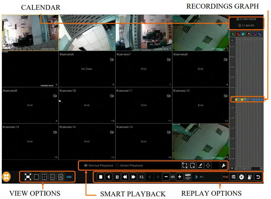 NOVUS NHDR 6016 H1 II Multistandard AHD Recorder - Searching and playing