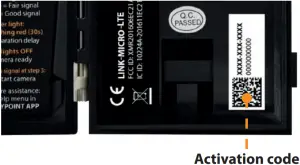 LINK-MICRO-LTE AND COMPARABLE Trail Camera Adapter - ACTIVATION CODE