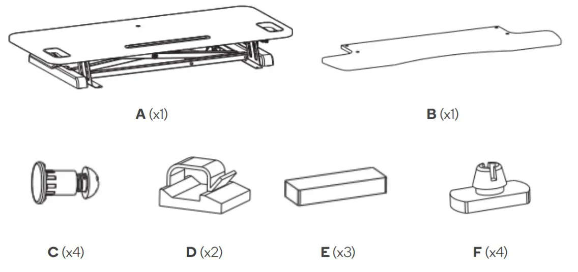 ERGOLUX ELDSKRPLWOA PRO Height Adjustable Sit Stand Riser - COMPONENTS
