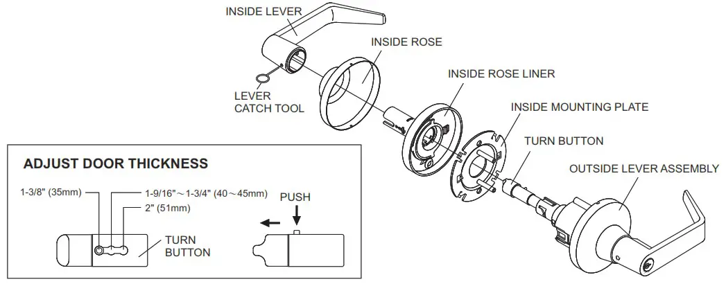 TownSteel CD CDC Series Cylindrical Locks - REMOVE INSIDE TRIM
