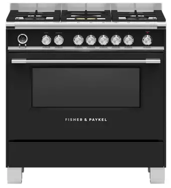 FISHER and PAYKEL OR90SCG6B1 Self Cleaning 5 Burners Freestanding Cooker
