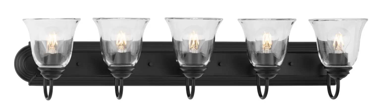 PROGRESS LIGHTING P300393-31M Clear Glass 5 Light 36 Inch Wide Bathroom Vanity Light