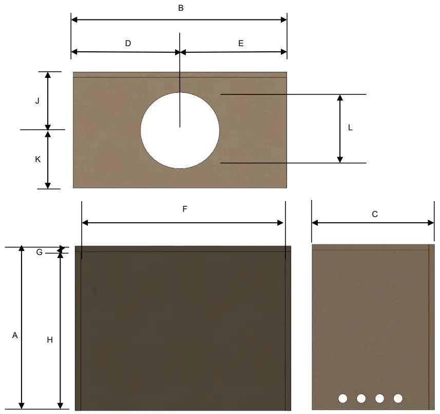 DIMENSIONS FOR PYROTECH BOARD ZERO CLEARANCE BOX AND CLEARANCES