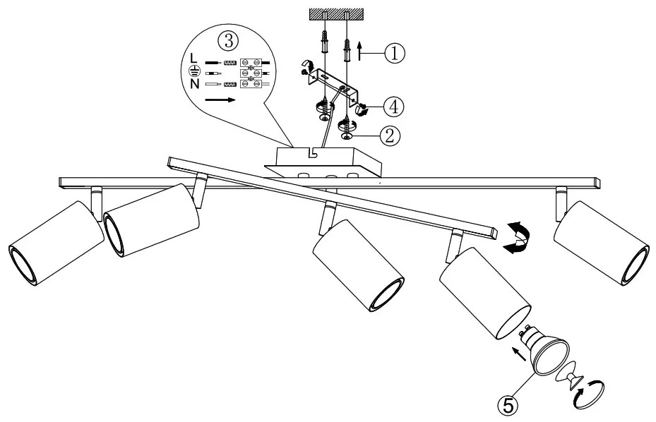 TRIO 6124005XX Spot Luminaire - Mounting