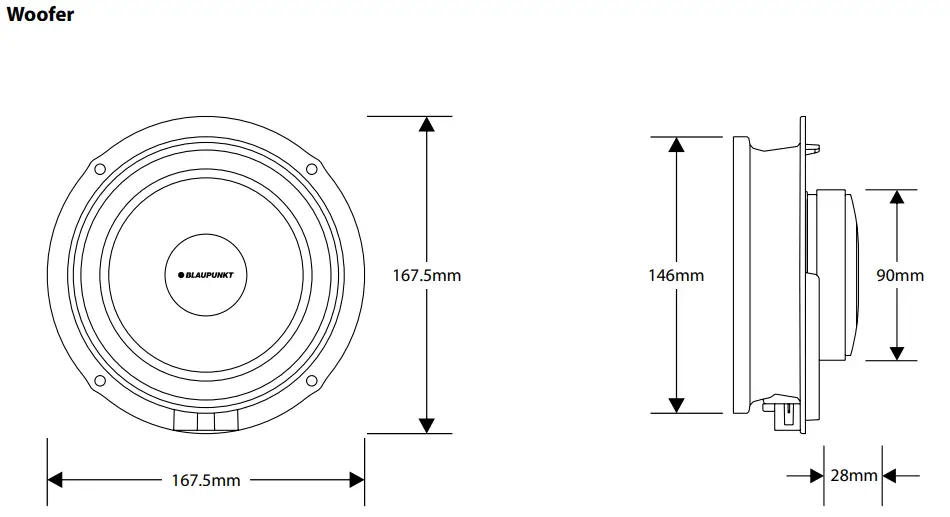 BLAUPUNKT MPS-1802-CVW 6.5 inch Volkswagen Plug and Play 2-Way Component Speaker - SPECIFICATION1