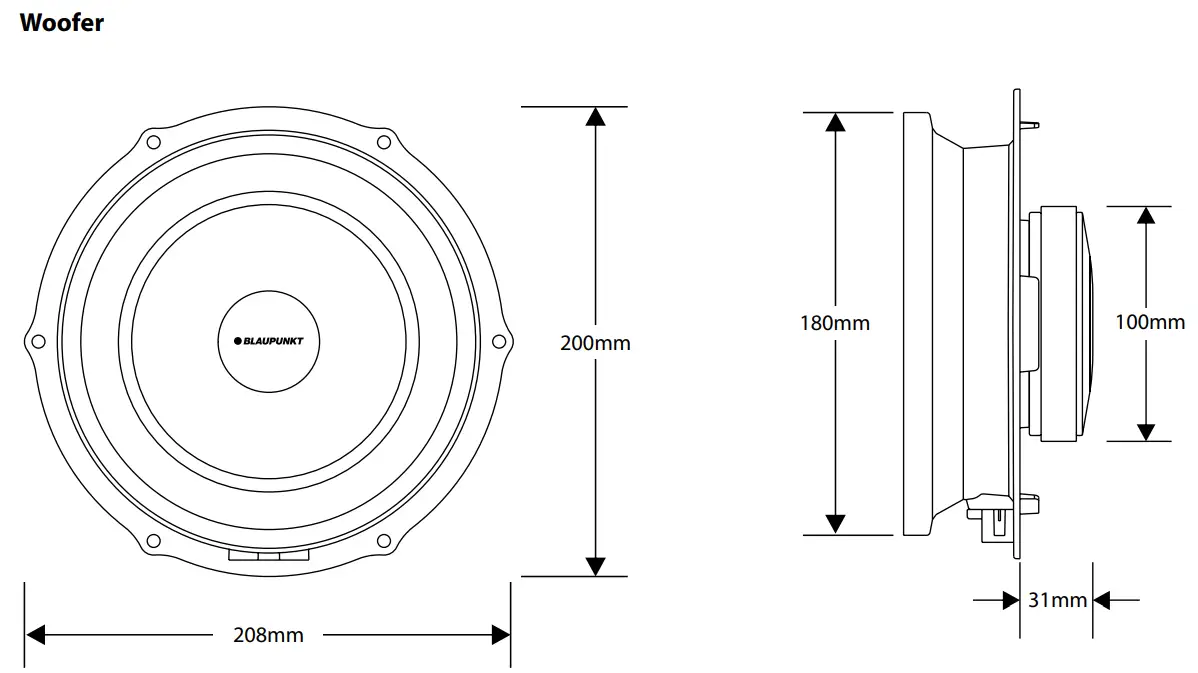 BLAUPUNKT MPS-1802-CVW 6.5 inch Volkswagen Plug and Play 2-Way Component Speaker - SPECIFICATION3