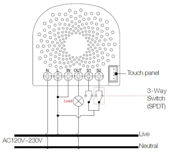 Aeotec AEOEZW139 Single Nano Switch User Manual - Wiring diagram of 3-Way connection for the external manual switch