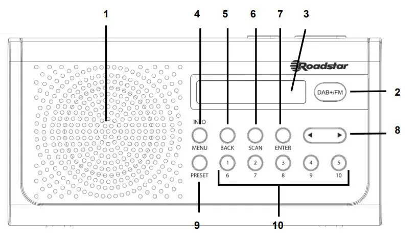 Roadstar TRA-300D+ Portable DAB+ FM Radio - FRONT