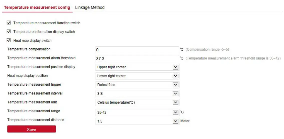 Longse BMMH32 Dual Smart IP Camera User Guide - Body Temperature Measure Configuration