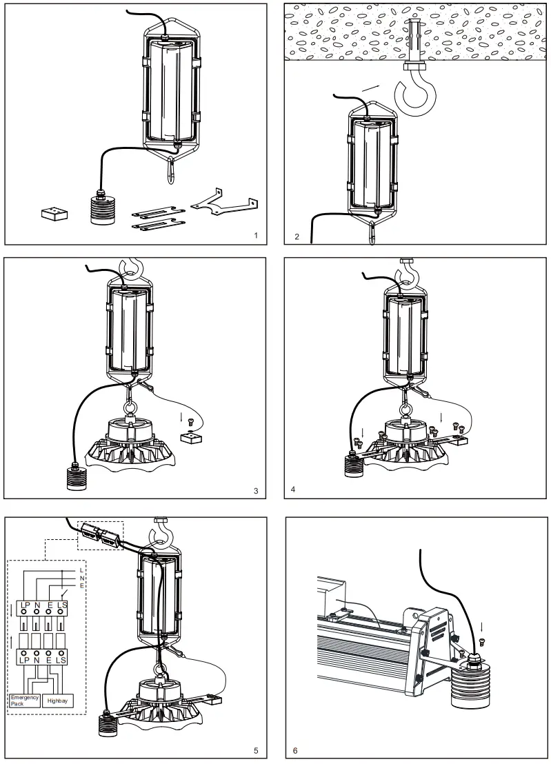ROBUS R7EMLST 7W Highbay Emergency Pack with Downlight - fig