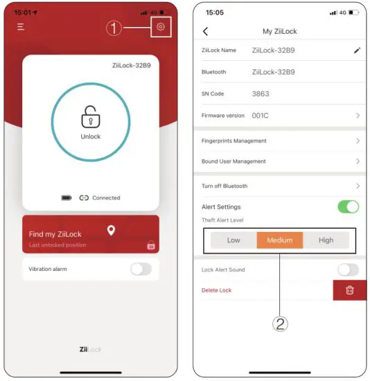 ZiiLock Smart Folding Bike Lock Fingerprint & Smartphone Unlock - Set