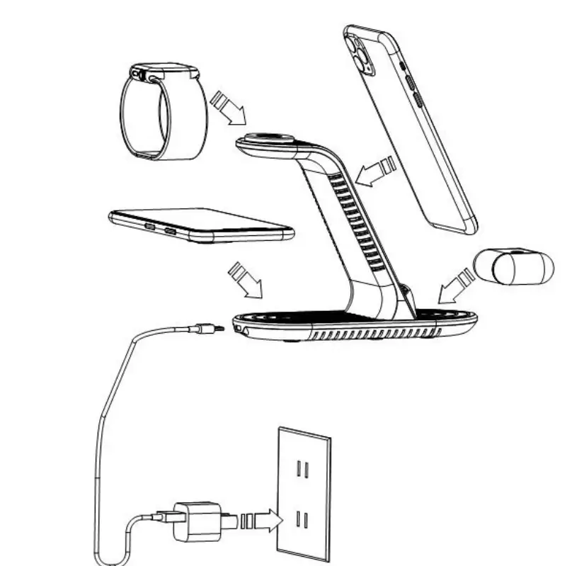Jonwelsy Z4 Qi 4 in 1 Fast Wireless Charging Station - FIG 1