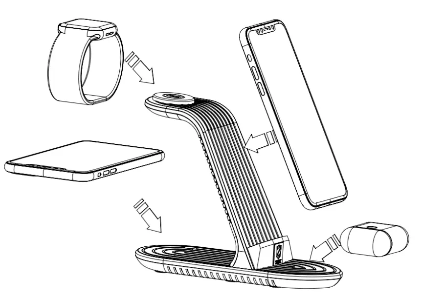 Jonwelsy Z4 Qi 4 in 1 Fast Wireless Charging Station - FIG