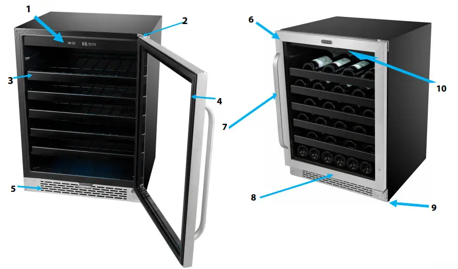 Whynter 24 inch Built-In 46 Bottle Undercounter Stainless Steel Winen BWR-408SB