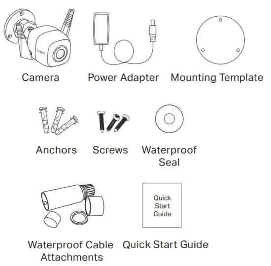 tp link Tapo C310 Outdoor Security WiFi Camera - Package Contents