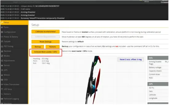 3 Receiver binding Flight firmware upgrade and write default CLI 7