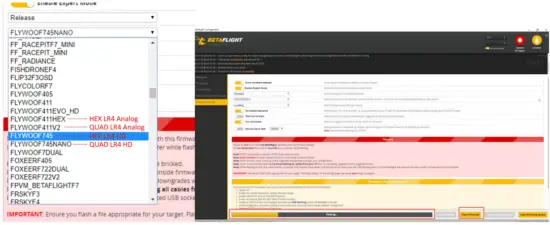 3 Receiver binding Flight firmware upgrade and write default CLI 7 B