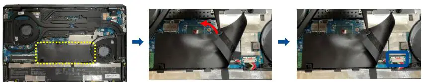 ASUS UX581LV Customer Self Repair User Guide - Flip open the MYLAR and disconnect the cable from the battery connector