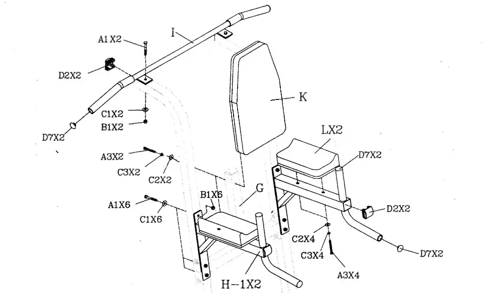 BODY SOLID Knee RaiseDiyagram 4