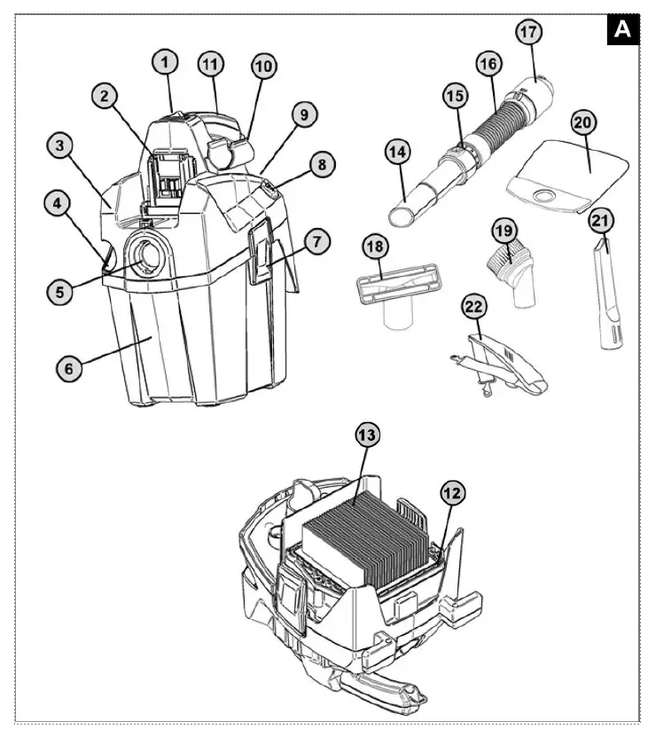 FLEX FLX481491 VC 6 L MC 18.0 Compact Vacuum Cleaner 18V Bare Unit FIG 1