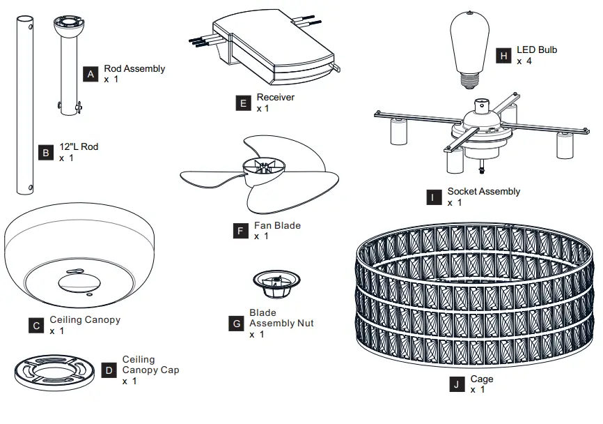 QUOIZEL QFA4046PK Alexa 23 Inch Polished Nickel with Silver Blades Fandelier - Fig 1