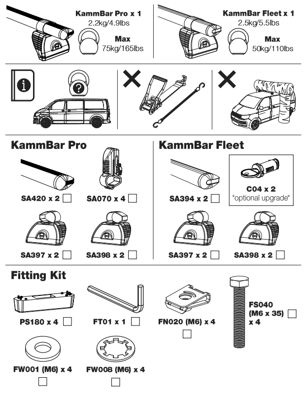 Rhino JA2PR-FL KammBar Aluminium Roof Bars - 1