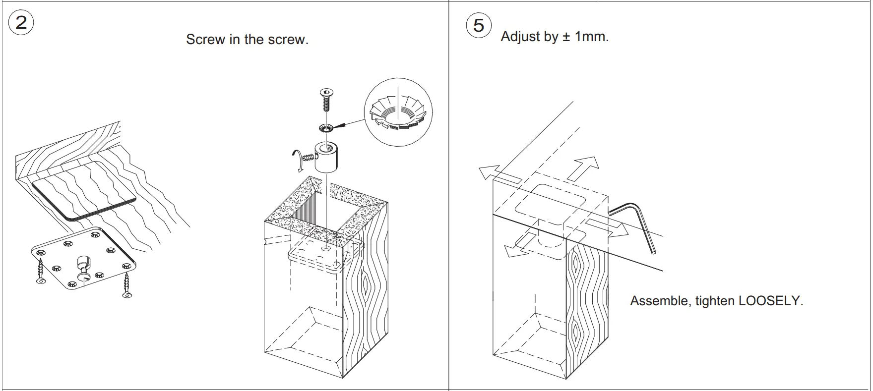 Table leg assembly 120 x 120 mm, hollow, centric
