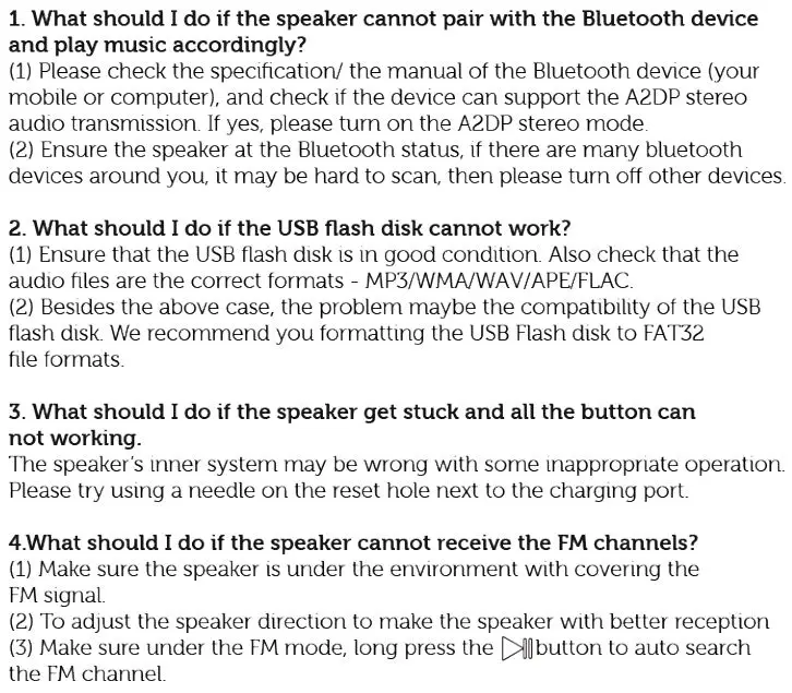 Sbode 06 Portable Bluetooth Speaker - Troubleshooting