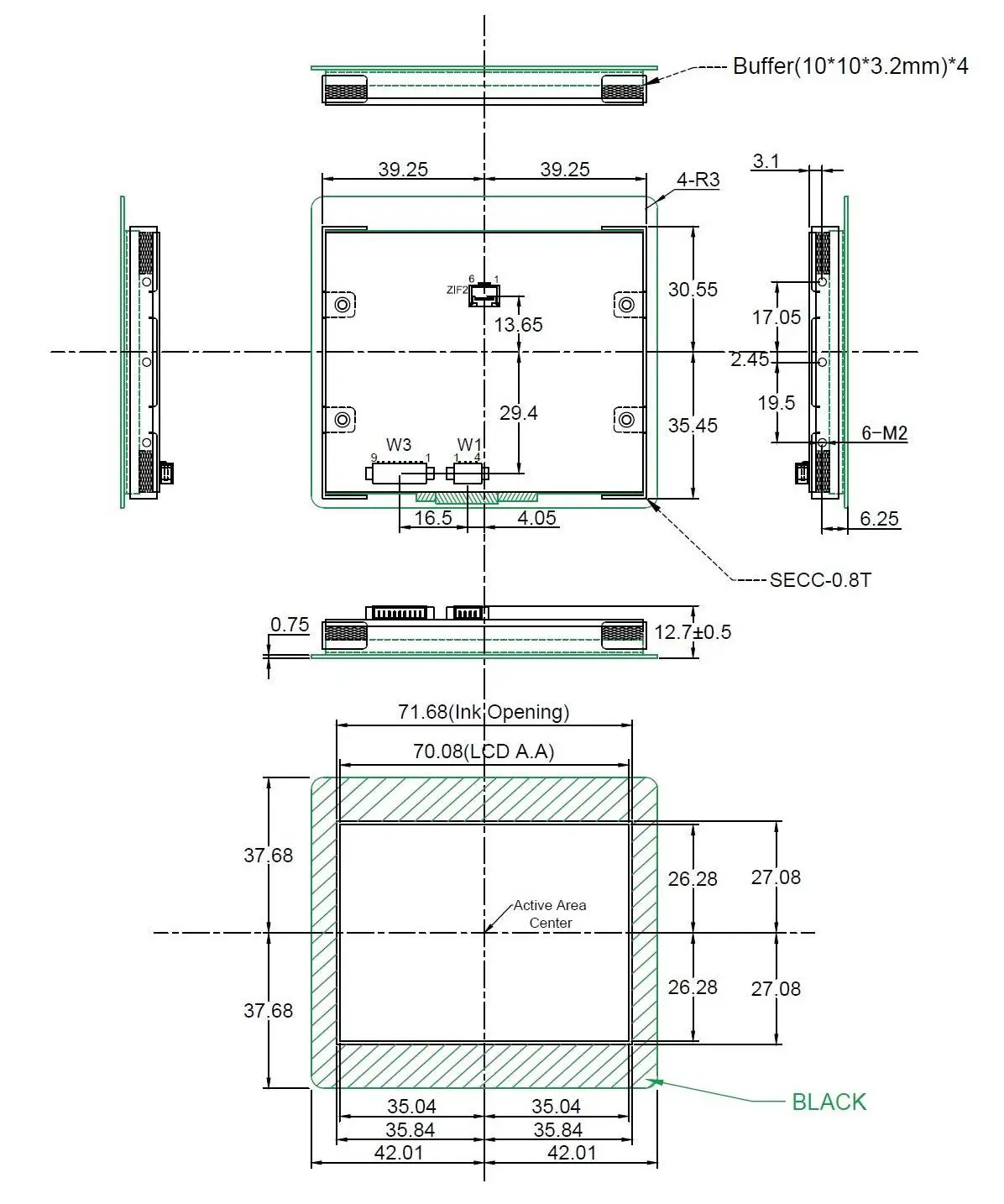 FORENEX FES4335U1-35C TFT-LCD Graphics Control Module - Mechanical specification