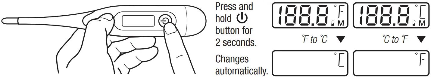 WELCARE WDT404505 Digital Thermometer - Switching the measuring