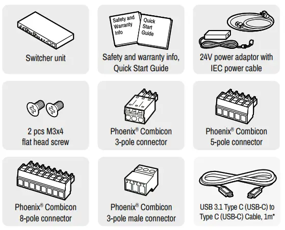 LIGHTWARE UCX-2x1-HC30 Matrices and Switchers - Box Contents